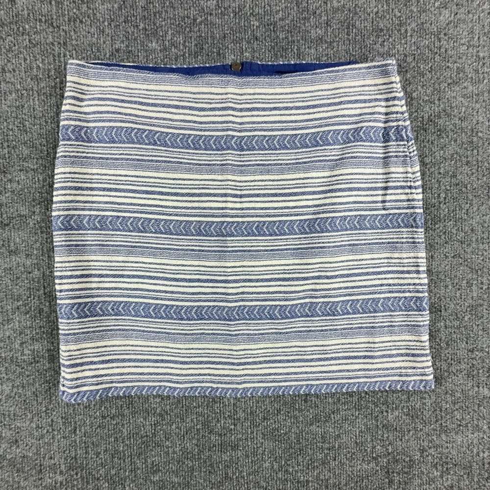 Gap Skirt Womens 6 Blue White Striped Cotton Twill Pencil Short Back Zip Lined
